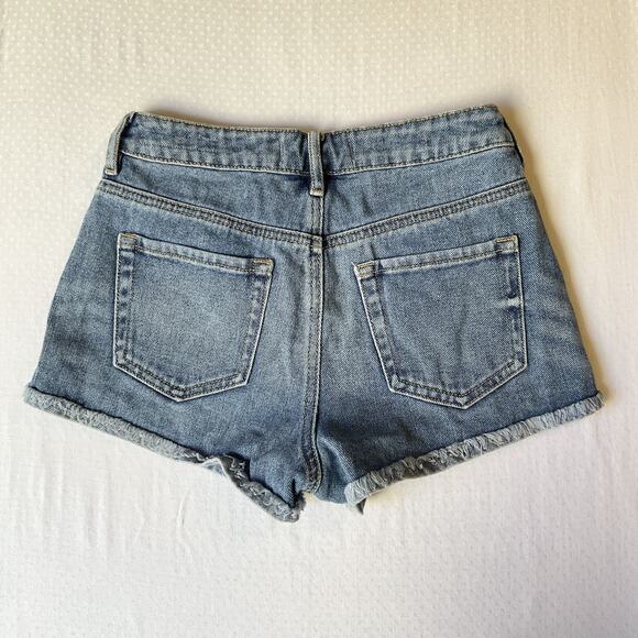 Pacsun Women Shorts 23 Blue Denim High Rise Short Shorts Frayed Hem - Picture 10 of 10